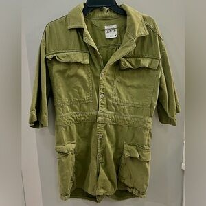ZARA olive color denim romper